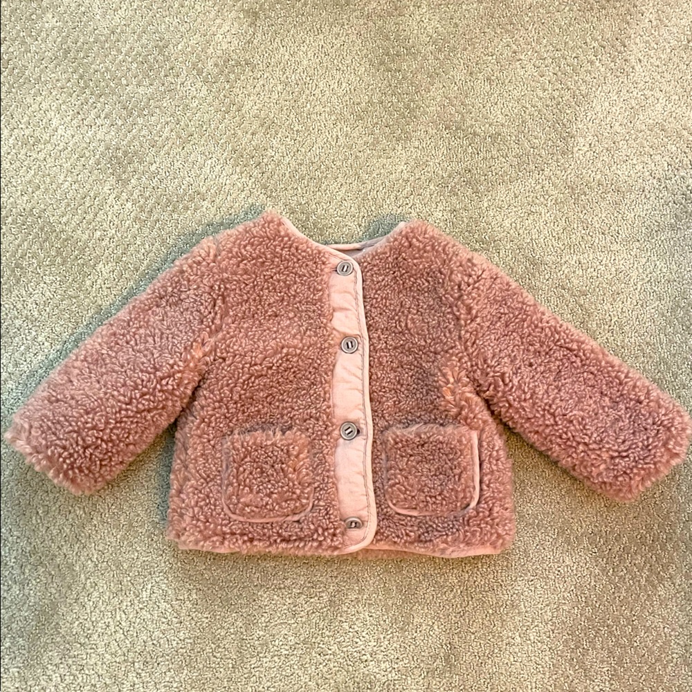 Zara dusty pink shearling jacket